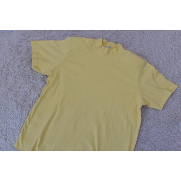 Vintage 90s Yellow Mockneck Cotton Tee by Jennifer Moore | size L - Picture 7 of 10